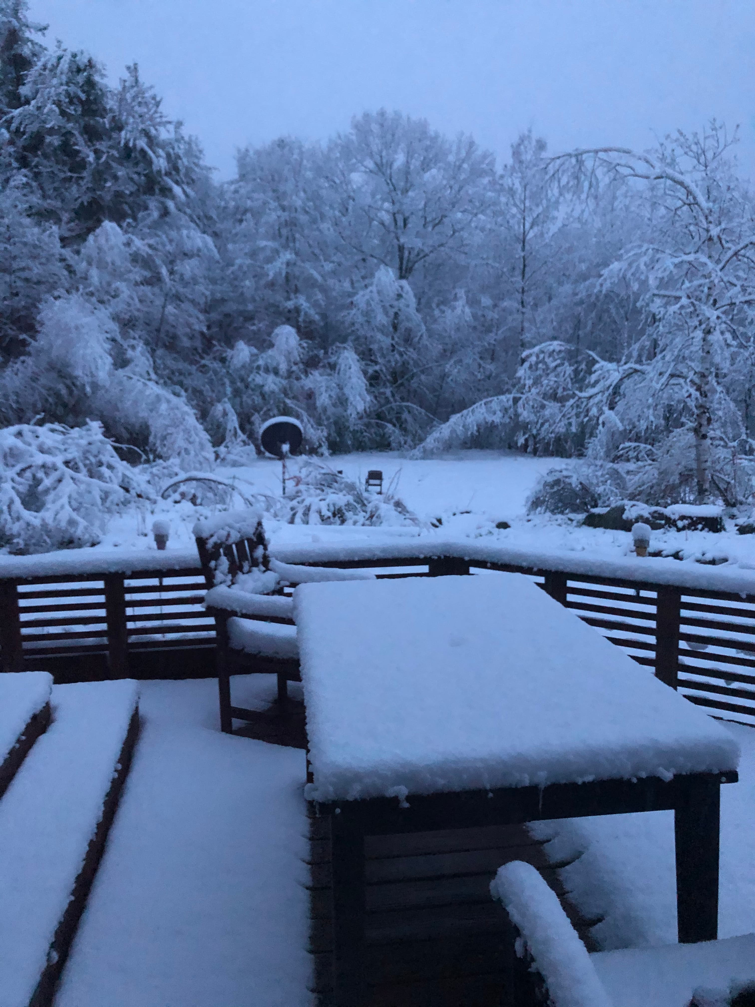 Snow on the deck at Xuanju